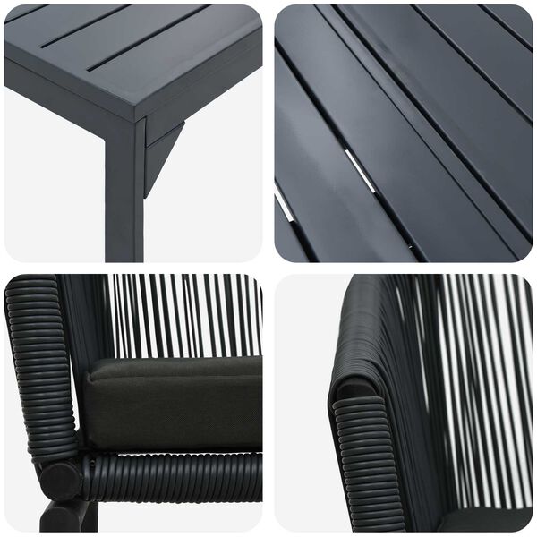 vidaXL Σετ Τραπεζαρίας Κήπου 9 pcs Μαύρο Large Μέταλλο & Πλαστικό