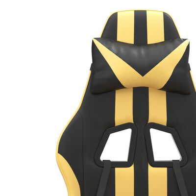 vidaXL Καρέκλα Gaming Περιστρ. Υποπόδιο Μαύρος χρυσός Συνθετικό Δέρμα