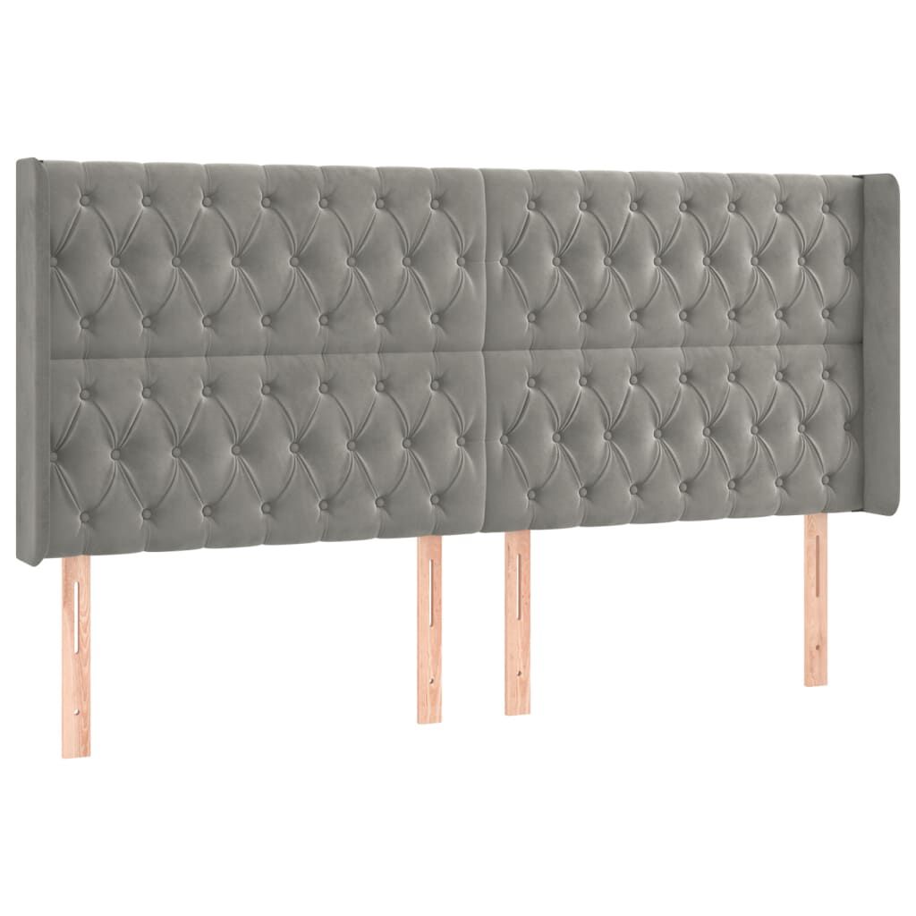 vidaXL Κρεβάτι Boxspring με Στρώμα & LED Αν.Γκρι 200x200 εκ. Βελούδινο