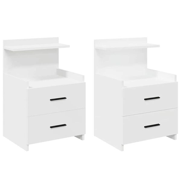 vidaXL Κομοδίνα 2 τεμ. με 2 Συρτάρια Λευκά 40x36,5x62 εκ.