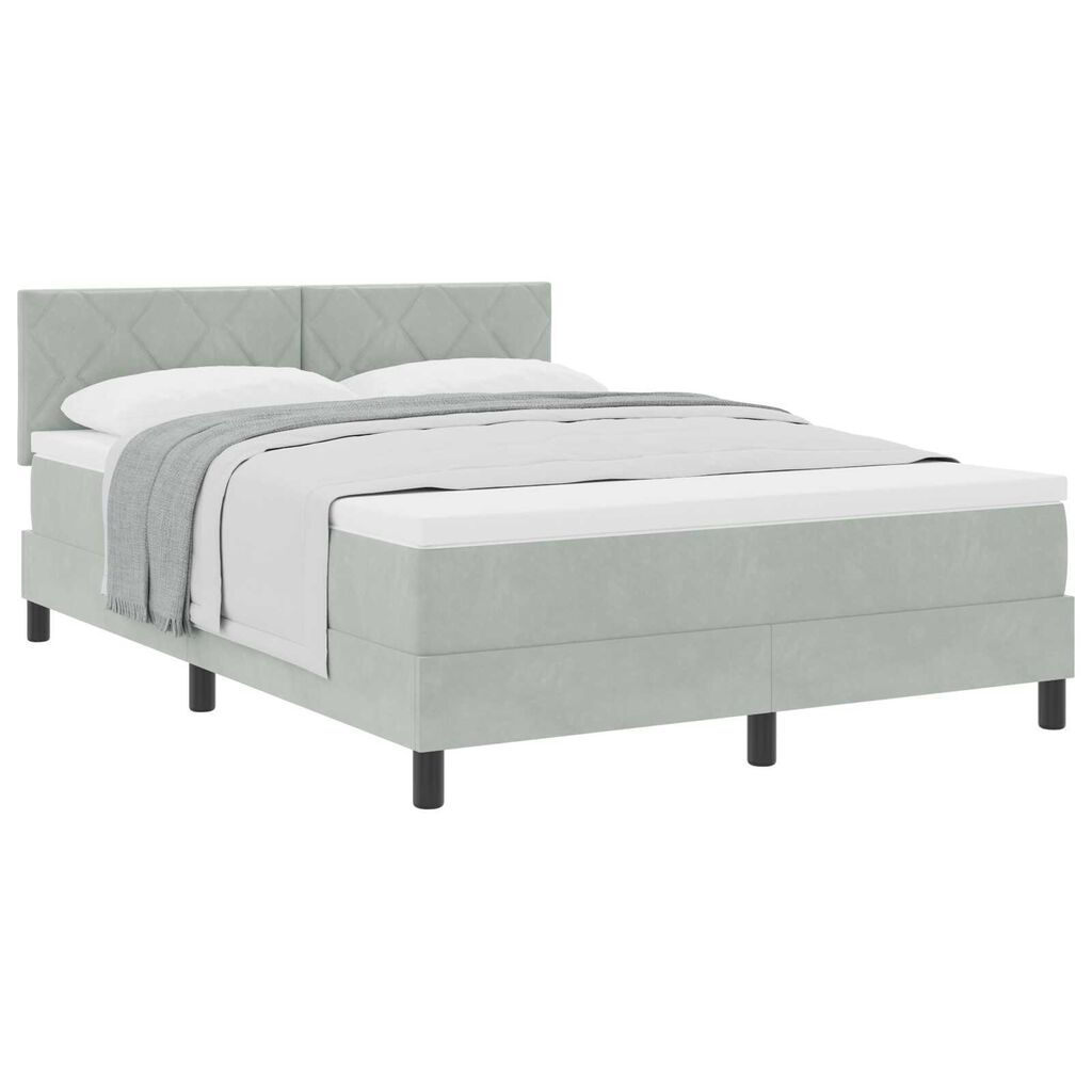 vidaXL Κρεβάτι με Στρώμα Light Grey 140x190 εκ Βελούδο