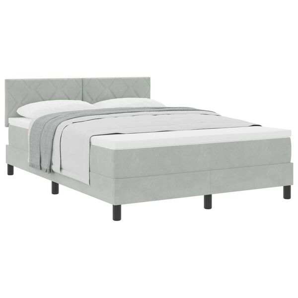 vidaXL Κρεβάτι με Στρώμα Light Grey 140x190 εκ Βελούδο