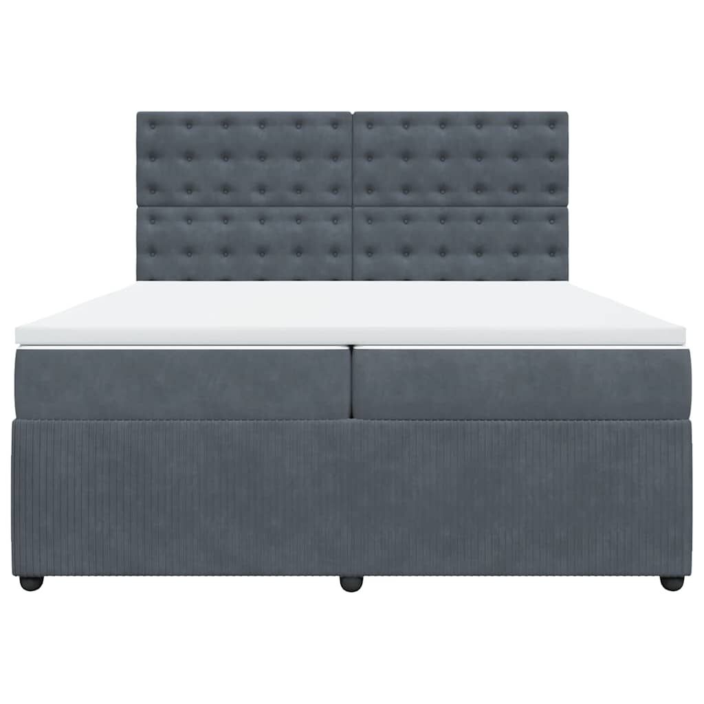 vidaXL Κρεβάτι Boxspring με Στρώμα Σκούρο Γκρι 200x200 εκ. Βελούδινο