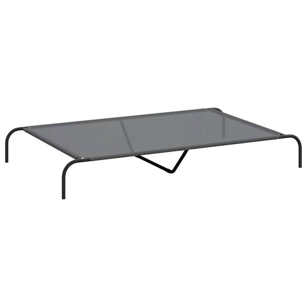 vidaXL Ανυψωμένο κρεβάτι σκύλου γκρι 150x90x20 cm Textilene και χάλυβα