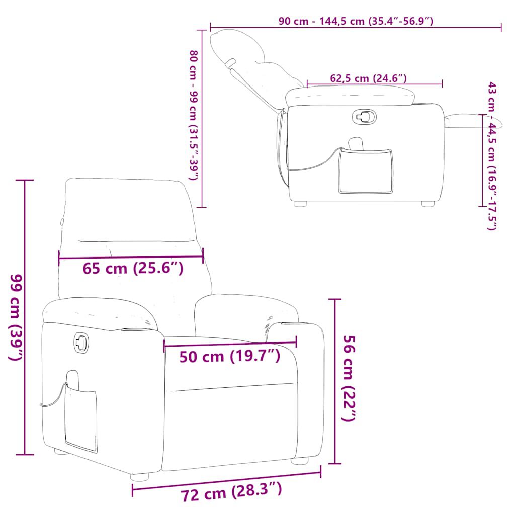 vidaXL καρέκλα ανάκλισης μασάζ Cloud Grey Fabric