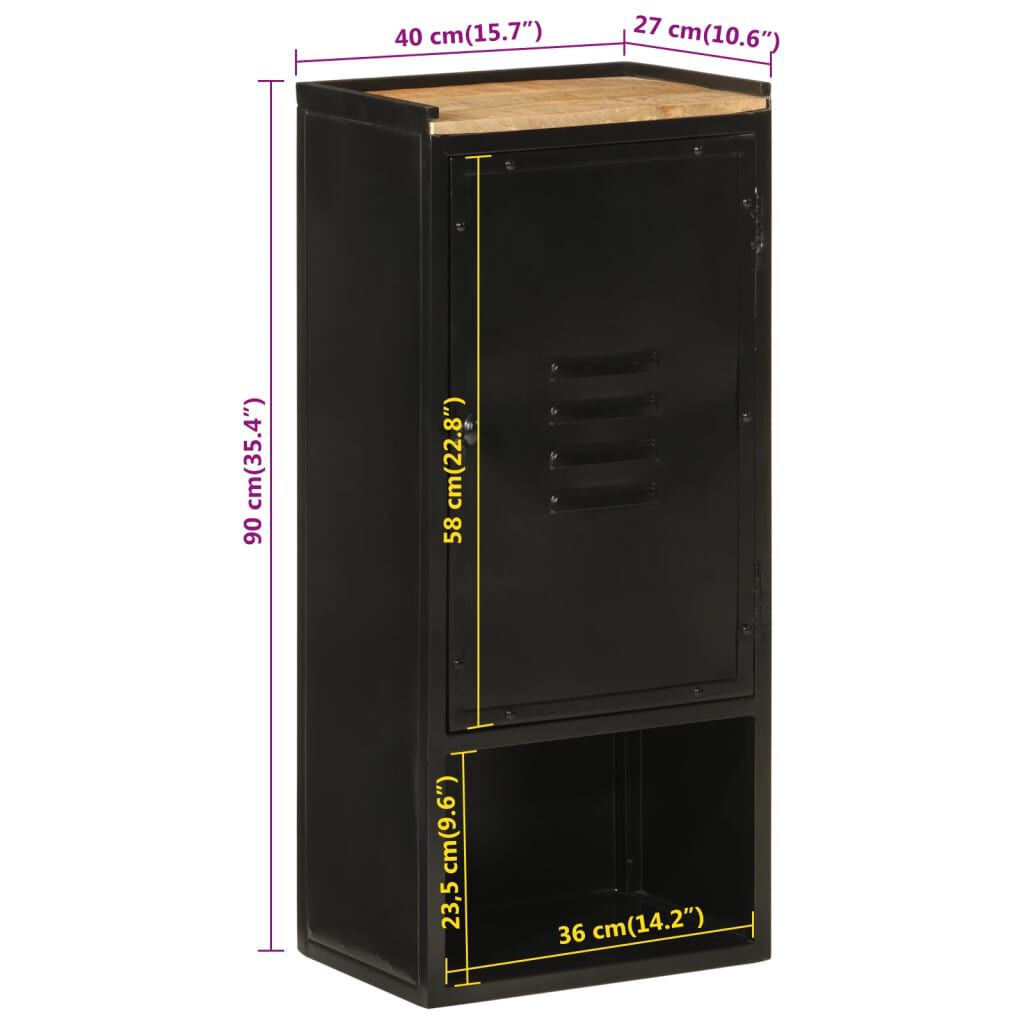 vidaXL Ντουλάπι Μπάνιου 40 x 27 x 90 εκ. Σίδηρο και Μασίφ Ξύλο Μάνγκο