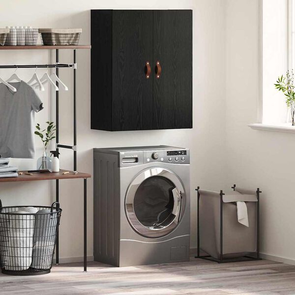 vidaXL Επιτοίχιο ντουλάπι Μαύρο 69.5 x 34 x 90 εκ. Επεξεργασμένο ξύλο