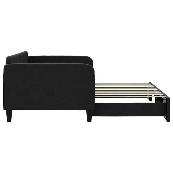 vidaXL Καναπές Κρεβάτι Συρόμενος Μαύρος 90x190 εκ. Ύφασμα
