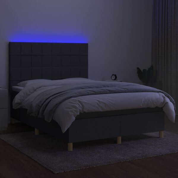 vidaXL &Kappa;&rho;&epsilon;&beta;ά&tau;&iota; Boxspring &mu;&epsilon; &Sigma;&tau;&rho;ώ&mu;&alpha; & LED &Sigma;&kappa;.&Gamma;&kappa;&rho;&iota; 140x190&epsilon;&kappa;. &Upsilon;&phi;&alpha;&sigma;&mu;ά&tau;&iota;&nu;&omicron;