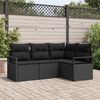 vidaXL Σετ Καναπέ Κήπου 4 pcs Μαύρο Πολυ ράταν