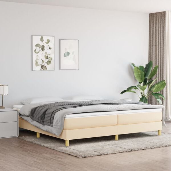 vidaXL &Kappa;&rho;&epsilon;&beta;ά&tau;&iota; Boxspring &mu;&epsilon; &Sigma;&tau;&rho;ώ&mu;&alpha; &Kappa;&rho;&epsilon;&mu; 200x200 &epsilon;&kappa;. &Upsilon;&phi;&alpha;&sigma;&mu;ά&tau;&iota;&nu;&omicron;
