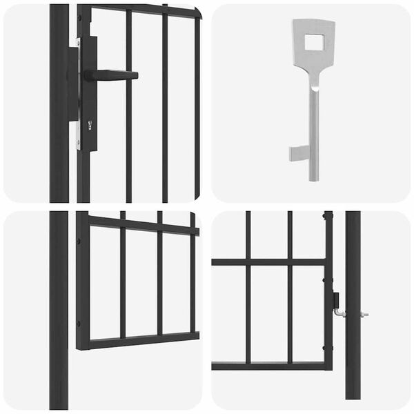 vidaXL Πύλη Φράχτη Γκρι 100 x 175 cm Χάλυβας με Επικάλυψη Πούδρας