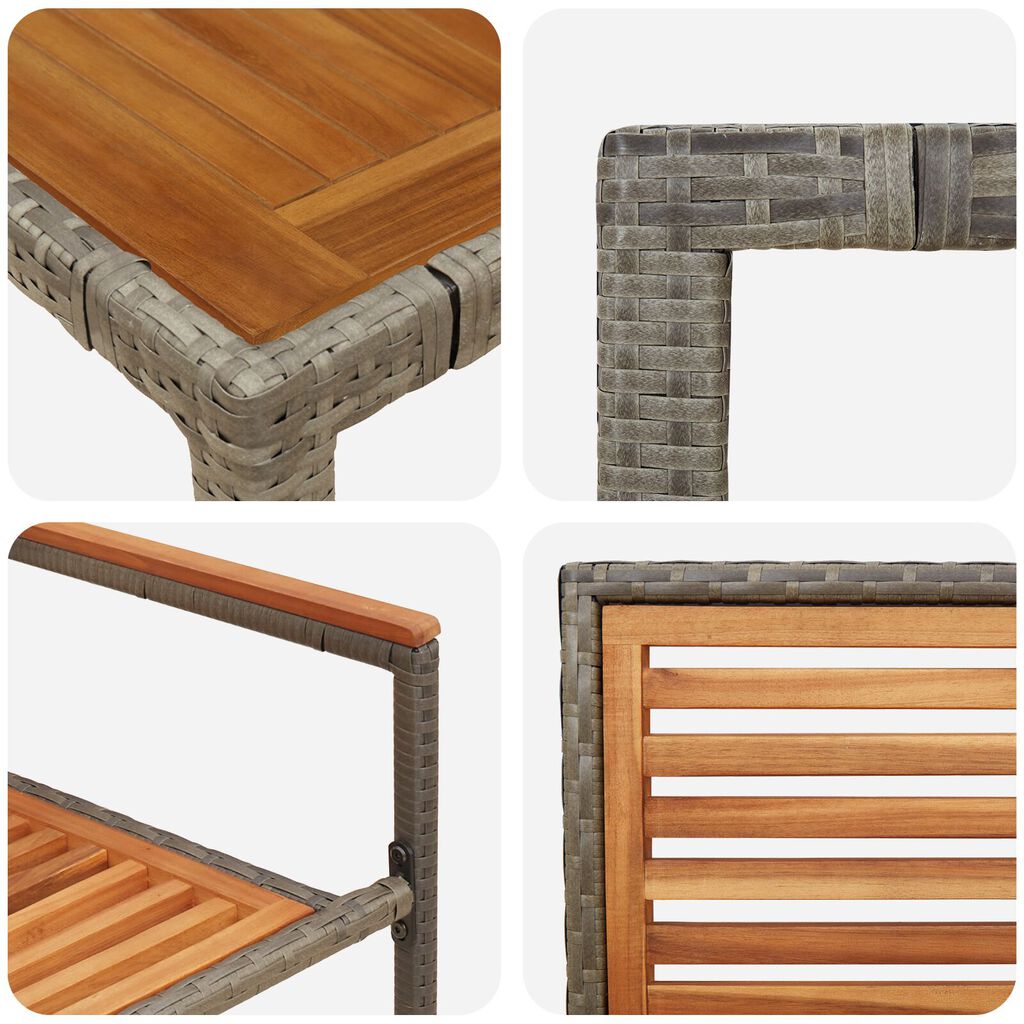 vidaXL Σέτ φαγητού για κήπο 5 pcs Γκρι 90 x 90 x 75 cm συνθετικό ρατάν
