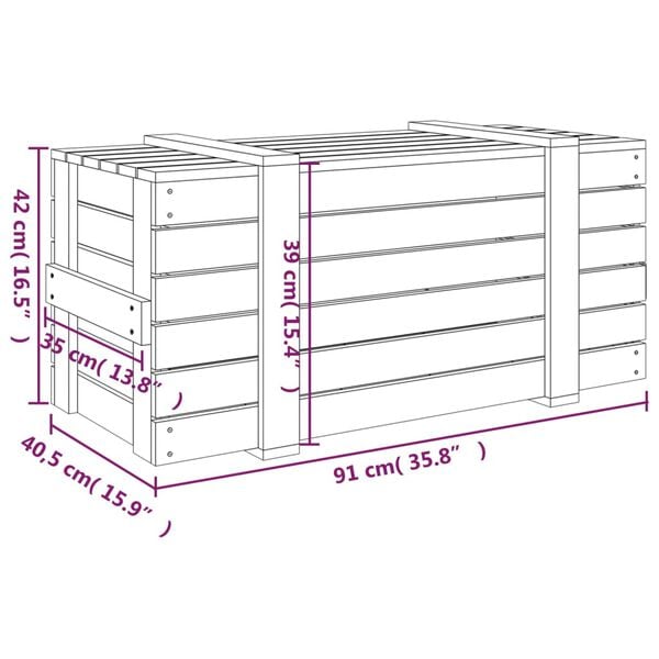 vidaXL Κουτί Αποθήκευσης Μαύρα 91x40,5x42 εκ. Μασίφ Ξύλο Πεύκου