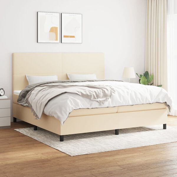 vidaXL &Kappa;&rho;&epsilon;&beta;ά&tau;&iota; Boxspring &mu;&epsilon; &Sigma;&tau;&rho;ώ&mu;&alpha; &Kappa;&rho;&epsilon;&mu; 200x200 &epsilon;&kappa;. &Upsilon;&phi;&alpha;&sigma;&mu;ά&tau;&iota;&nu;&omicron;