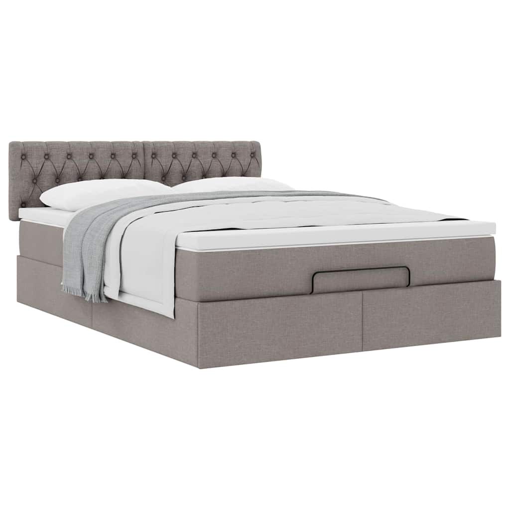 vidaXL Οθωμανικό κρεβάτι με στρώμα Taupe 140x200cm ύφασμα
