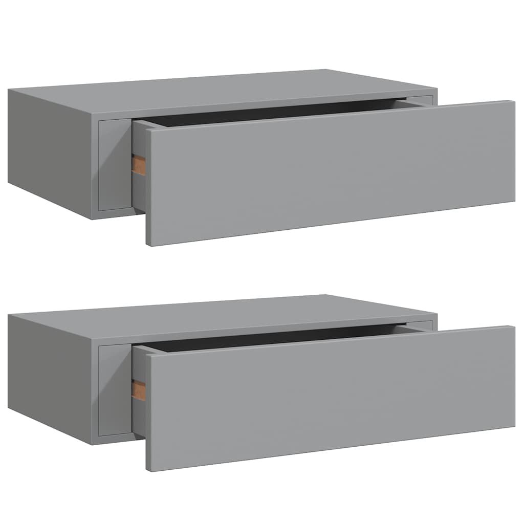 vidaXL Ράφια Τοίχου με Συρτάρια 2 Τεμ. Γκρι 40 x 23,5 x 10εκ. από MDF
