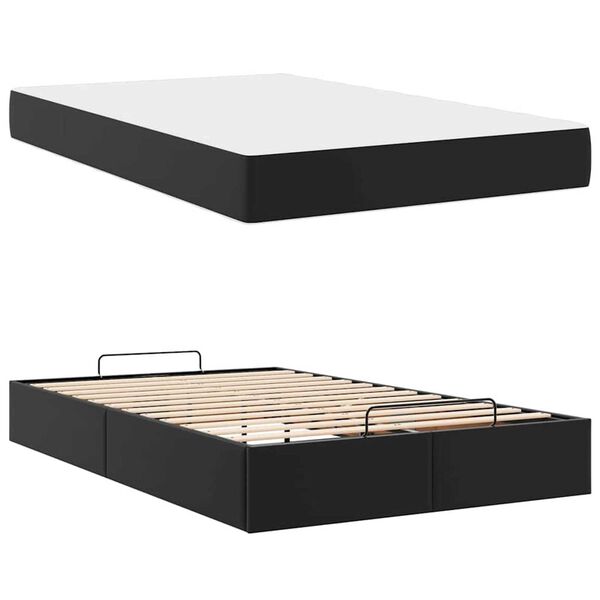 vidaXL Σκελετός κρεβατιού με στρώμα Μαύρο 120 x 190 cm Τεχνητό δέρμα