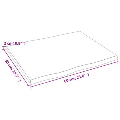 vidaXL Επιφάνεια Τραπεζιού Σκ Καφέ 60x50x2 εκ Επ. Ξύλο Δρυός Live Edge