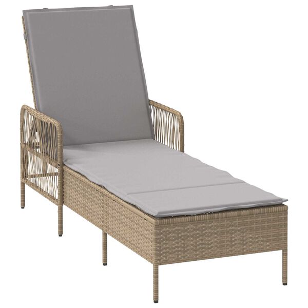 vidaXL Ξαπλώστρα με μαξιλάρι Μπεζ 157 x 55 x 92 εκ. συνθετικό ρατάν