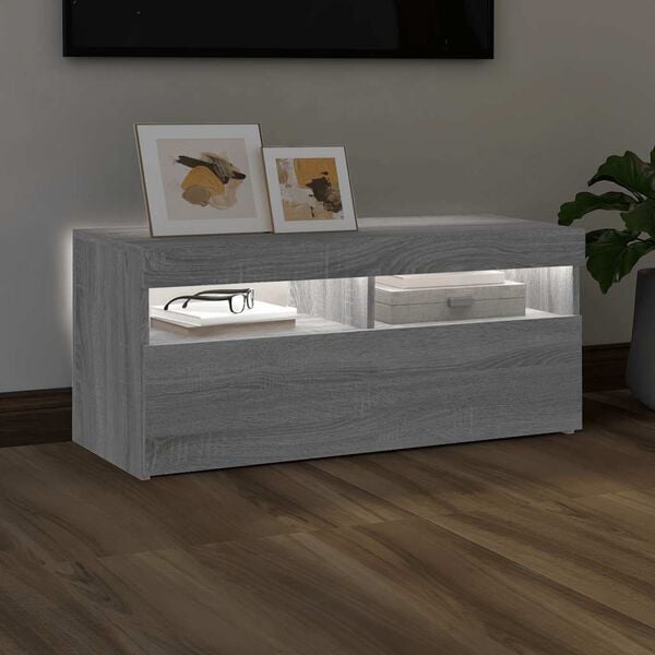 vidaXL Έπιπλο Τηλεόρασης με LED Γκρι Sonoma 90x35x40 εκ.