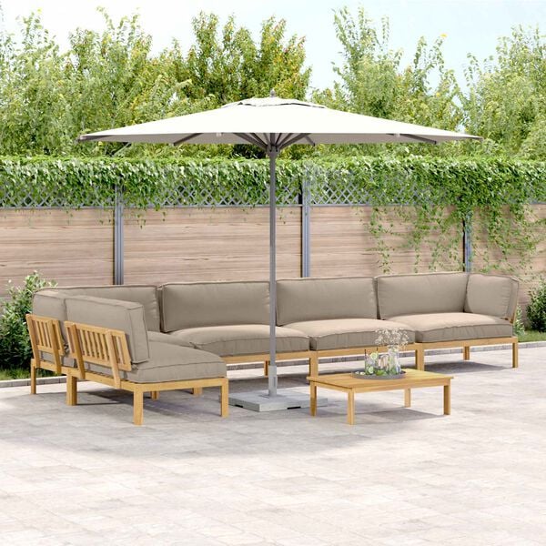 vidaXL &Sigma;&epsilon;&tau; &Kappa;&alpha;&nu;&alpha;&pi;έ &mu;&epsilon; &mu;&alpha;&xi;&iota;&lambda;ά&rho;&iota; 6 pcs Taupe &Sigma;&tau;&epsilon;&rho;&epsilon;ό &Xi;ύ&lambda;&omicron; &Alpha;&kappa;&alpha;&kappa;ί&alpha;&sigmaf;