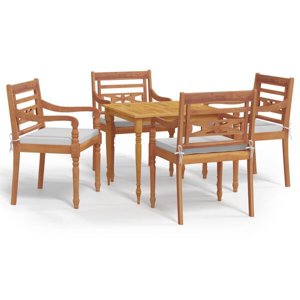 vidaXL &Sigma;&epsilon;&tau; &Tau;&rho;&alpha;&pi;&epsilon;&zeta;&alpha;&rho;ί&alpha;&sigmaf; &Kappa;ή&pi;&omicron;&upsilon; 5 &Tau;&epsilon;&mu;&alpha;&chi;ί&omega;&nu; &Mu;&alpha;&sigma;ί&phi; &Xi;ύ&lambda;&omicron; Teak &mu;&epsilon; &Mu;&alpha;&xi;&iota;&lambda;ά&rho;&iota;&alpha;