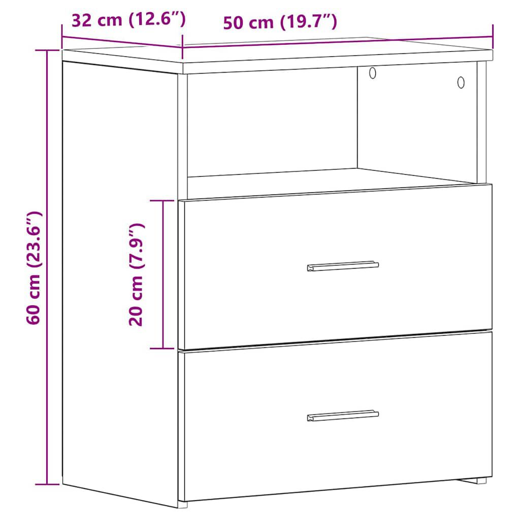 vidaXL Κομοδίνο Όψη Παλαιού Ξύλου 50x32x60 εκ. από Επεξ. Ξύλο