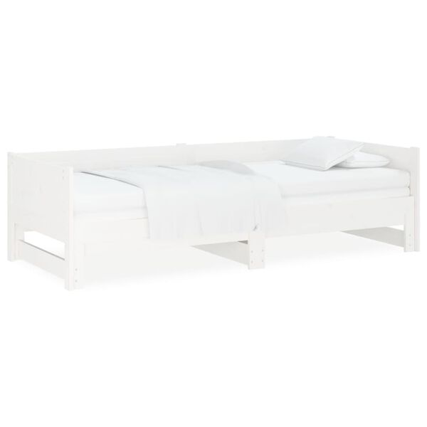 vidaXL Καναπές Κρεβάτι Συρόμενος Λευκός 2x(90x190) εκ. από Μασίφ Πεύκο