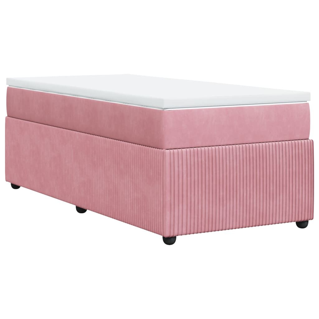 vidaXL Κρεβάτι Boxspring με Στρώμα Ροζ 90x190 εκ. Βελούδινο