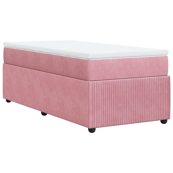 vidaXL Κρεβάτι Boxspring με Στρώμα Ροζ 90x190 εκ. Βελούδινο