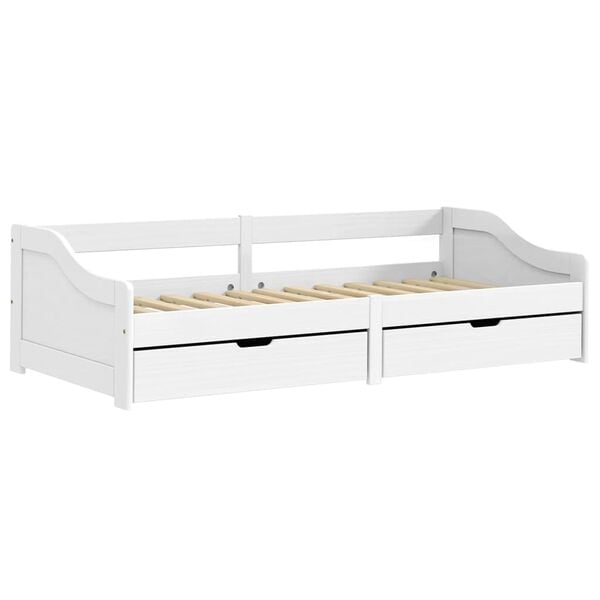 vidaXL Καναπές Κρεβάτι 2 Συρτ. IRUN Λευκός 90x200εκ. Μασίφ Ξύλο Πεύκου