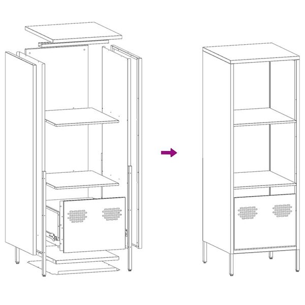 vidaXL Ντουλάπι Μαύρο 35x39x103,5 εκ. από Χάλυβα