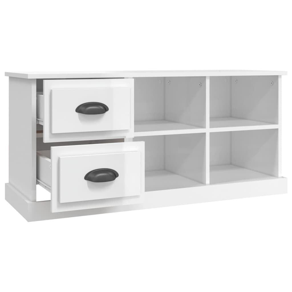 vidaXL Έπιπλο Τηλεόρασης Γυαλ. Λευκό 102x35,5x47,5 εκ. Επεξεργ. Ξύλο