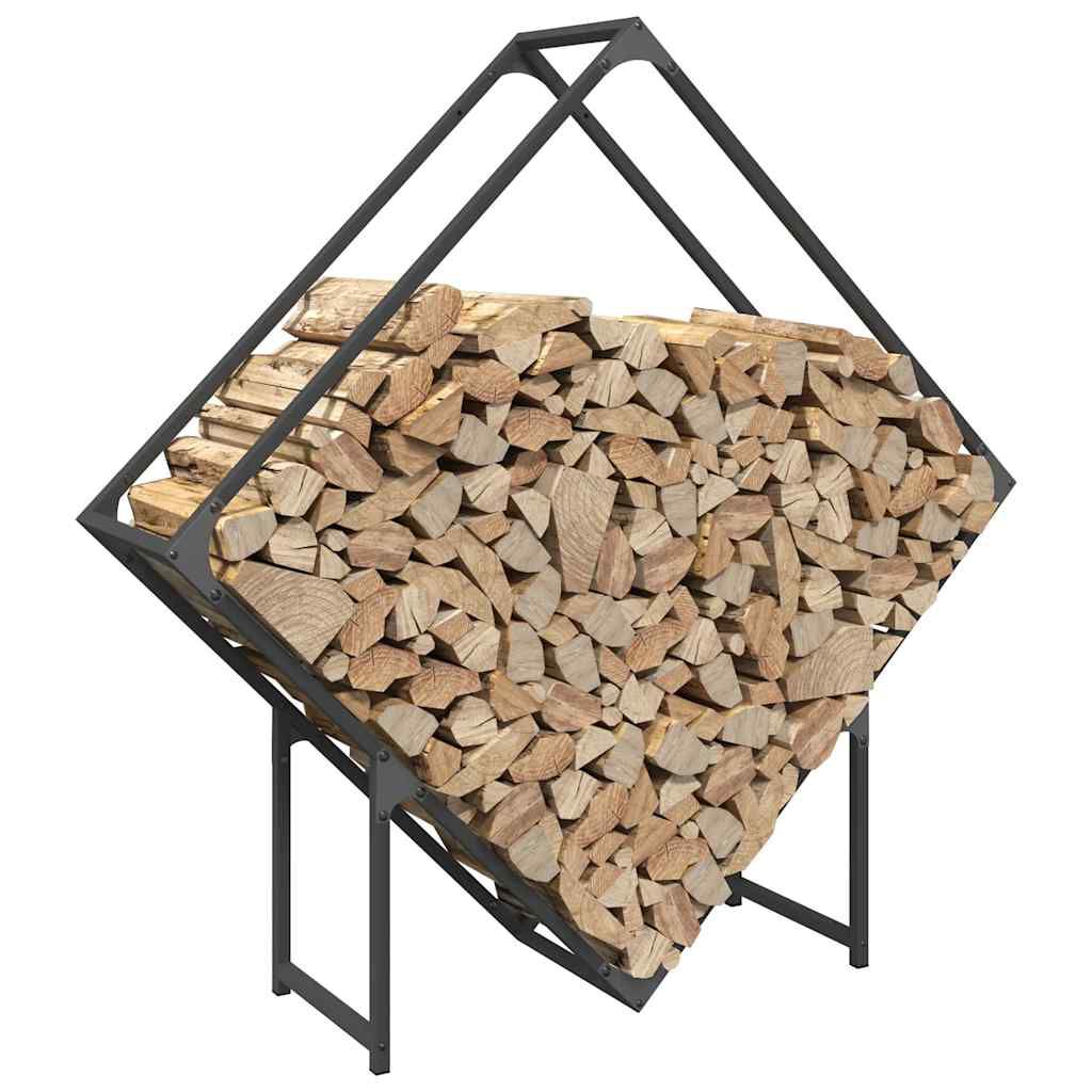 vidaXL Ράφι για καυσόξυλα Μαύρο 100x25x100 cm Ατσάλι ψυχρής έλασης