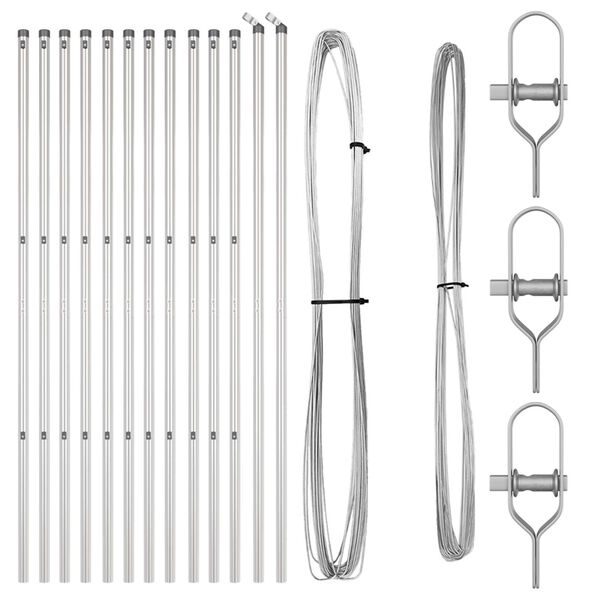 vidaXL Πό posts φράχτη 13 pcs Ασημί Ø32mm 200 εκ Γαλβανισμένος χάλυβας