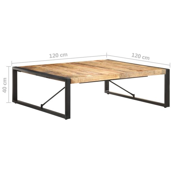 vidaXL Τραπεζάκι Σαλονιού 120 x 120 x 40 εκ. Ακατέργαστο Ξύλο Μάνγκο