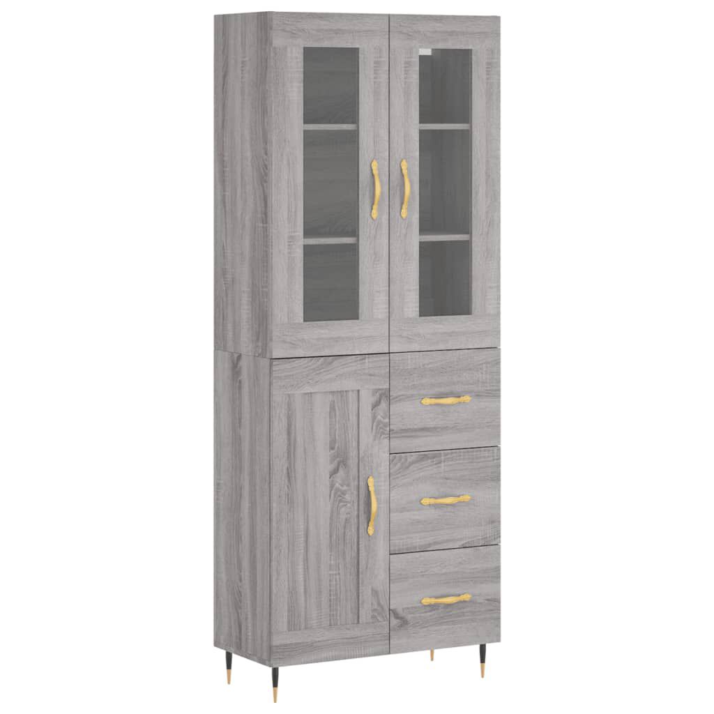 vidaXL Ντουλάπι Γκρι Sonoma 69,5 x 34 x 180 εκ. Επεξεργασμένο Ξύλο
