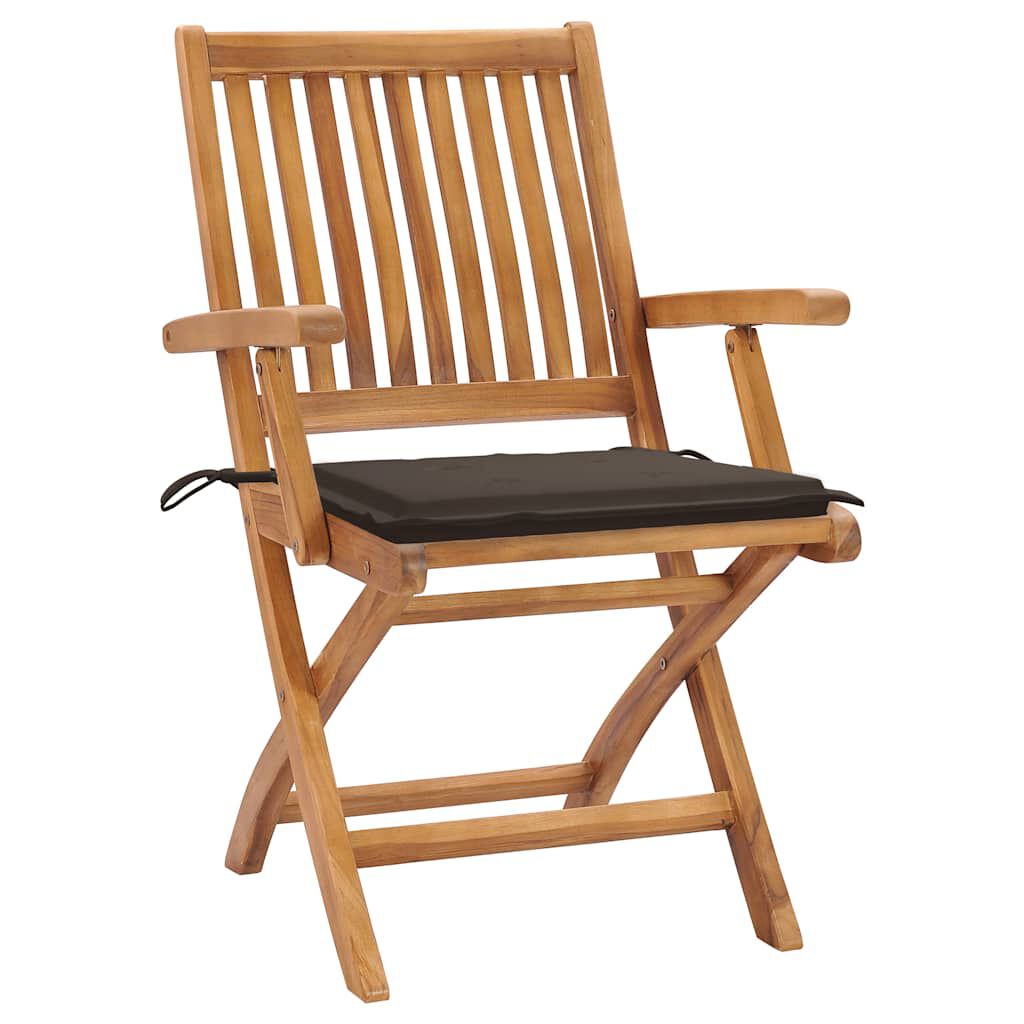 vidaXL Καρέκλες Κήπου 2 τεμ. από Μασίφ Ξύλο Teak με Taupe Μαξιλάρια
