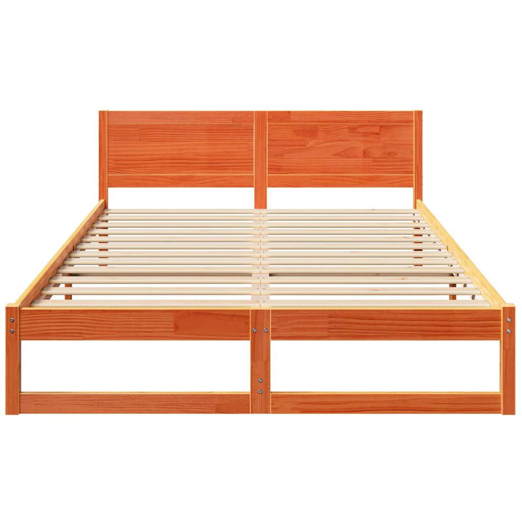 vidaXL Σκελετός Κρεβατιού Καφέ 140 x 200 cm Μασίφ ξύλο πεύκου