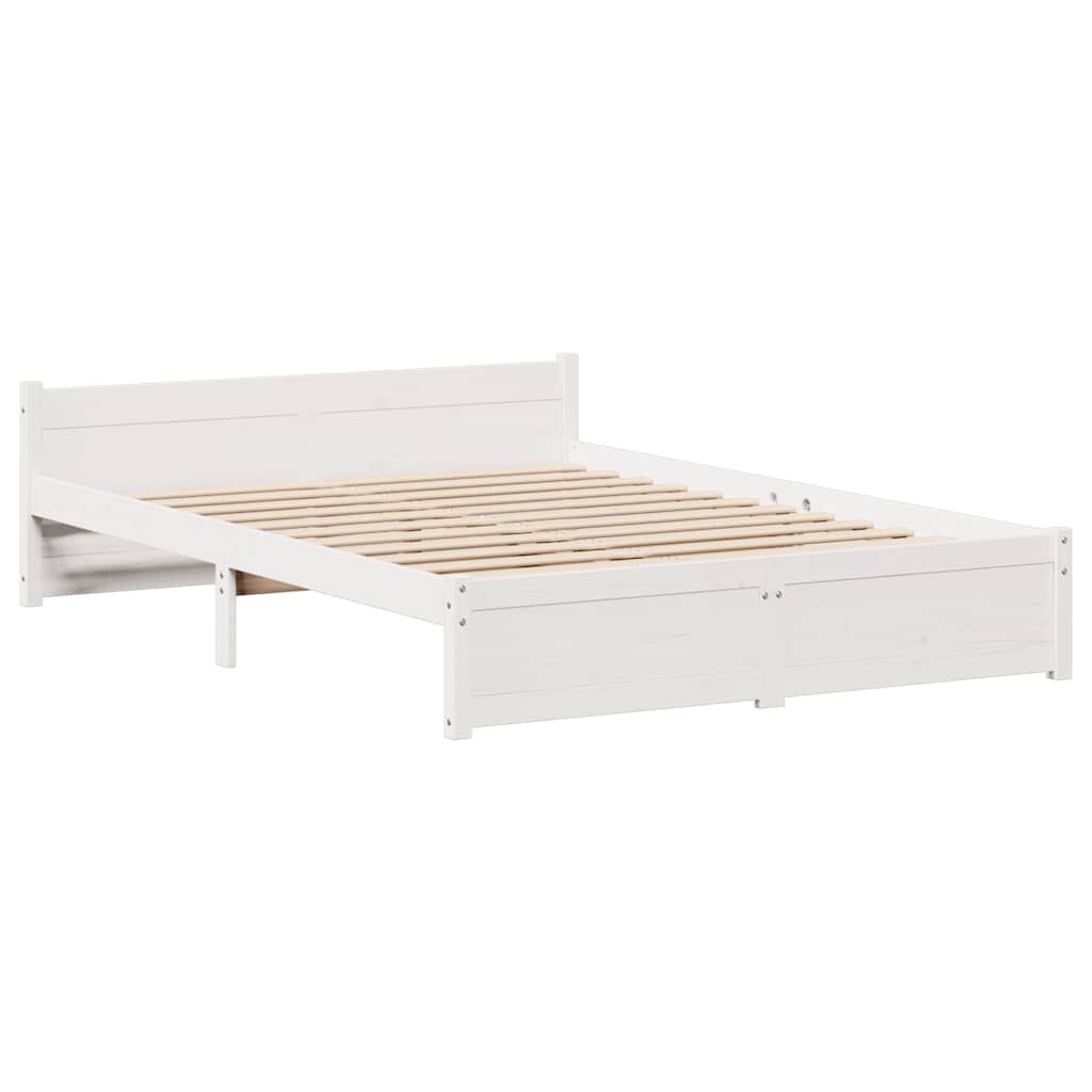 vidaXL Σκελετός Κρεβ. Χωρίς Στρώμα Λευκό 150x200 εκ Μασίφ Πεύκο