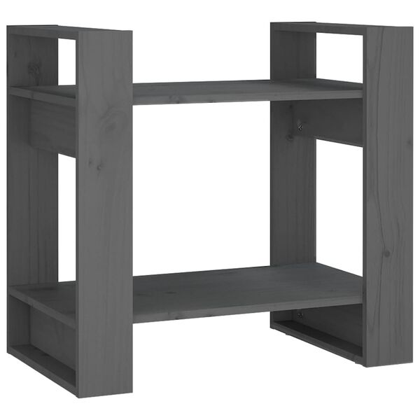 vidaXL Βιβλιοθήκη/Διαχωριστικό Χώρου Γκρι 60x35x57 εκ. Μασίφ Πεύκο