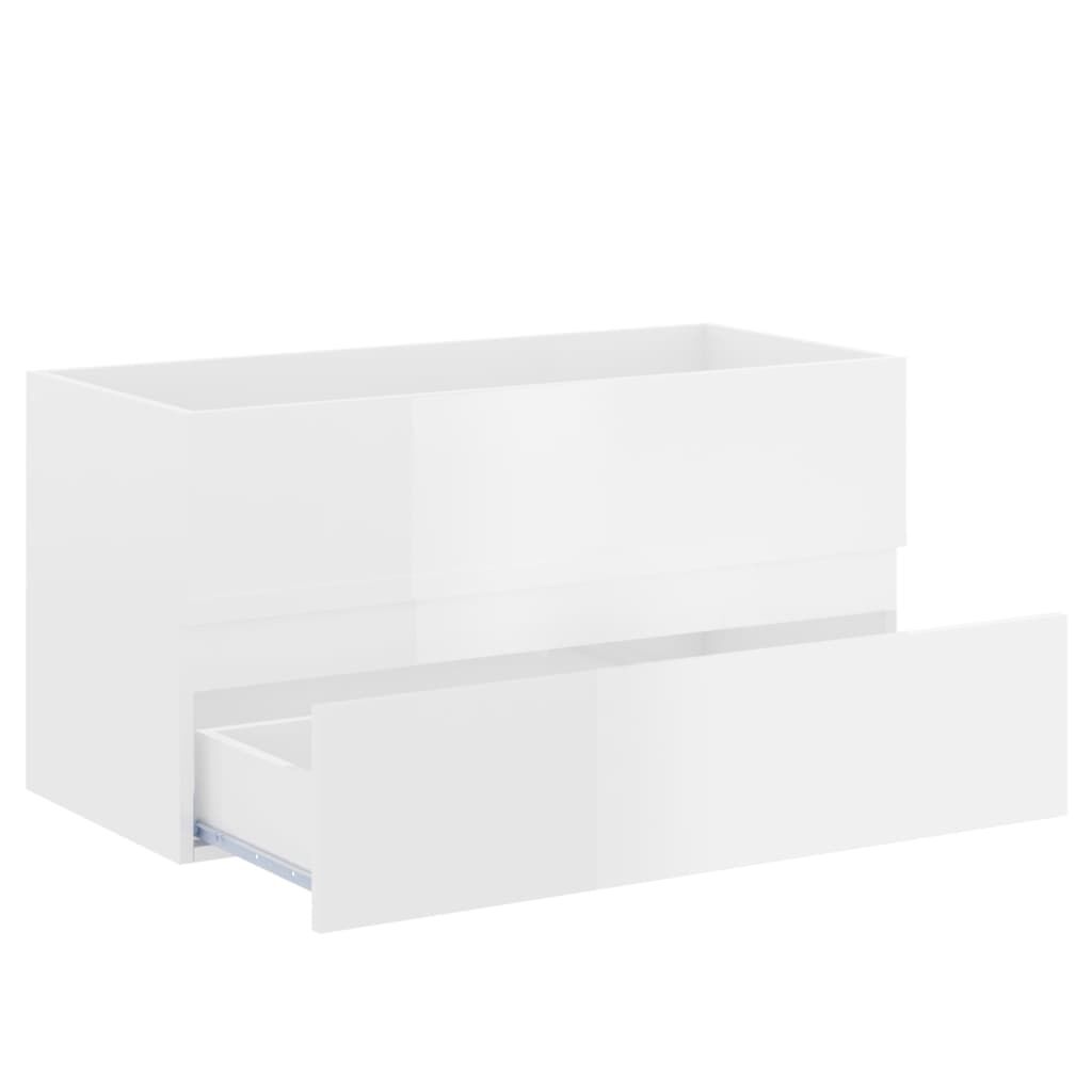 vidaXL Ντουλάπι Νιπτήρα Γυαλιστερό Λευκό 90x38,5x45 εκ. από Επεξ. Ξύλο