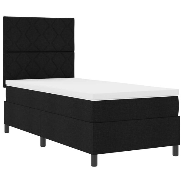 vidaXL Κρεβάτι με ελατήρια με στρώμα Μαύρο 100 x 200 cm ύφασμα