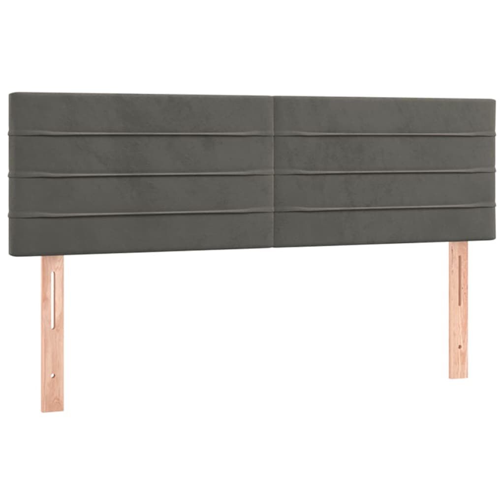 vidaXL Κρεβάτι Boxspring με Στρώμα & LED Σκ. Γκρι 140x200εκ. Βελούδινο