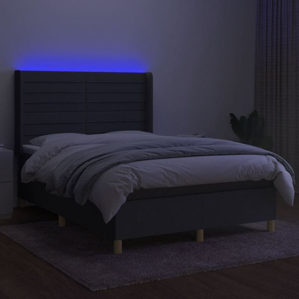 vidaXL &Kappa;&rho;&epsilon;&beta;ά&tau;&iota; Boxspring &mu;&epsilon; &Sigma;&tau;&rho;ώ&mu;&alpha; & LED &Sigma;&kappa;.&Gamma;&kappa;&rho;&iota; 140x190&epsilon;&kappa;. &Upsilon;&phi;&alpha;&sigma;&mu;ά&tau;&iota;&nu;&omicron;