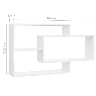 vidaXL Ραφιέρα Τοίχου Λευκή 104 x 20 x 58,5 εκ. από Μοριοσανίδα
