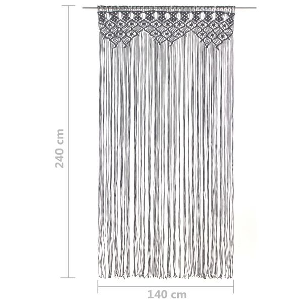 vidaXL Κουρτίνα Μακραμέ Ανθρακί 140 x 240 εκ. Βαμβακερή