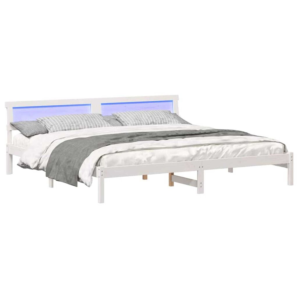 vidaXL Σκελετός Κρεβατιού Λευκό 180 x 200 cm Μασίφ ξύλο πεύκου