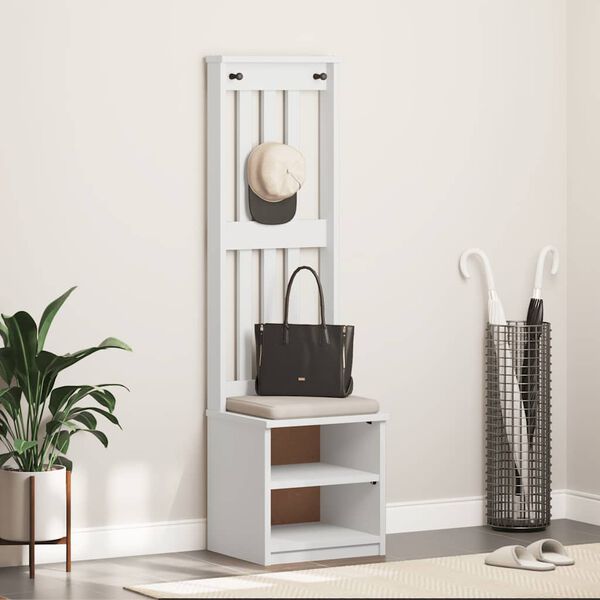 vidaXL Δέντρο χωλ SANDNES Λευκό 45x40x159,5 εκ. Πεύκο μασίφ ξύλο